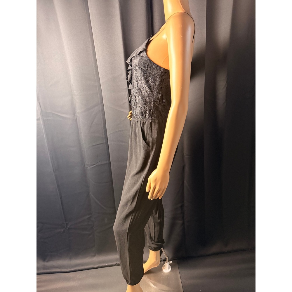 Candies Black Lace Ruffle Bodice Jumpsuit M Y2K Coquette Cocktail Romantic Goth - Picture 15 of 16
